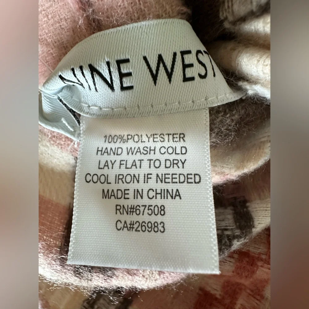 Nine West Textured Soft Touch Wrap Scarf pink & brown cream NWT